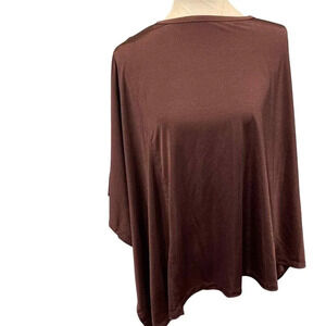 Roamans Womens asymmetrical Tunic Top Sz 14/16 Brown Stretch Slinky